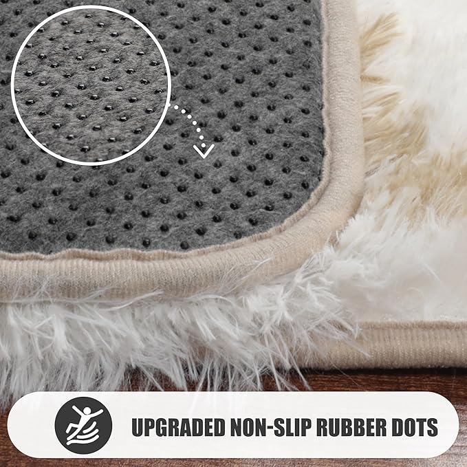 ONASAR Rugs for Living Room Bedroom, 5x8 Washable Fluffy White and Beige Area Rug, Geometric Boho Soft Plush Shaggy Floor Carpet Mat for Nursery Kids Girls Boys Teen Dorm Home Decor Aesthetic