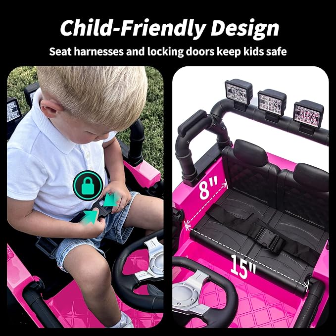 24V Kids Ride on Toy, Kids Electric Vehicles Car Ride on Car Truck for Toddlers with Remote Control, 2x200W Motor - Pink