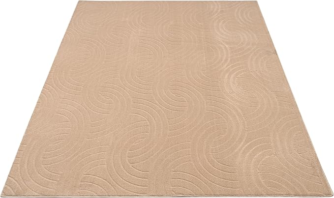 Non-Slip Washable 5x7 Area Rugs for Living Room Bedroom, Ultra Soft Bedside Rug, Indoor Floor Carpet for Kids Girls and Boys, Dorms, Nursery Rooms, Non-Skid Area Rug, Circle Beige, 5' x 7'