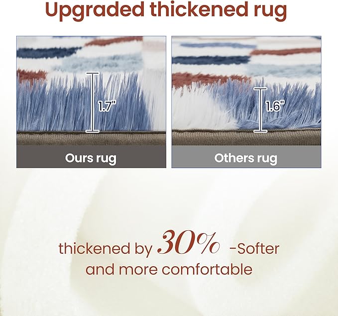 Super Soft Rug for Bedroom, 3x5 Ft Rainbow Area Rug Classic Checkered Shaggy Rug Anti-Skid High Pile Soft Fluffy Fuzzy Carpet for Living Room Bedroom Kids Room Nursery, Dorm Home Decor