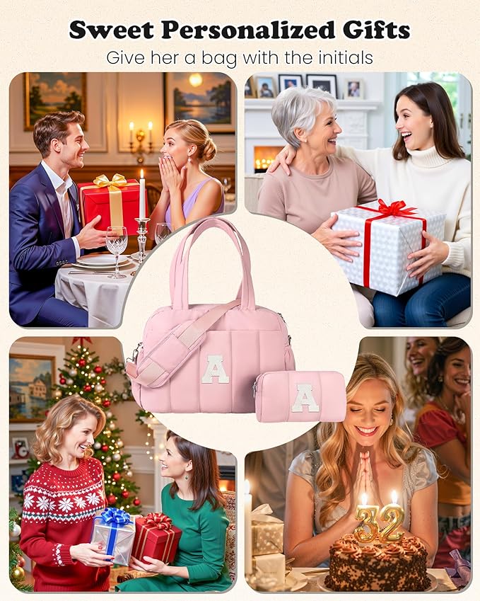Gifts for Granddaughter, Duffle Bag for Travel, Weekender Bags for Women，Initial Overnight Bag with Wet Pocket，Lightweight Travel Bags Personalized Gym Tote with Makeup Pouch