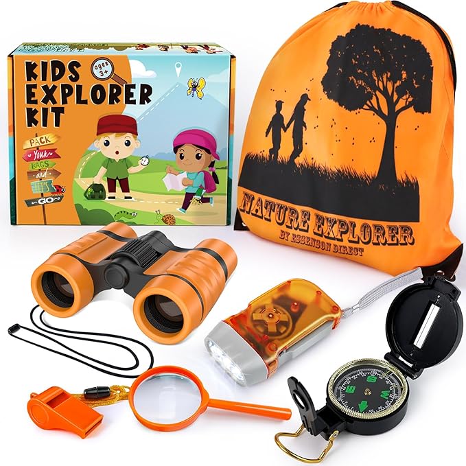 ESSENSON Kids Explorer Kit - Adventure Kit for Kids, Outdoor Explorer Kit with Binoculars, Summer Outdoor Toys for Kids Ages 4-8