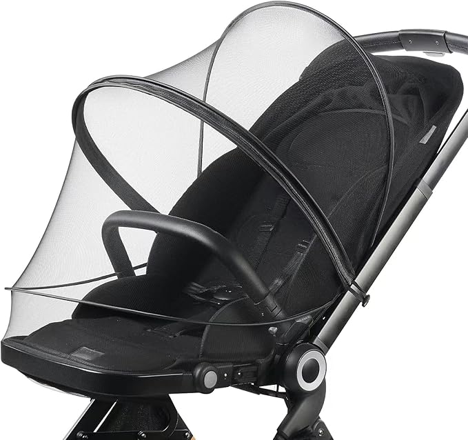 Baby Mosquito Net with Double Zipper Bassinet Stroller Cover for Baby/Stroller/Car Seat/Cradles/Carriers, Easy to Use, Visible Breathable Mesh, Keep Insects/Bugs/Cats Out, Black