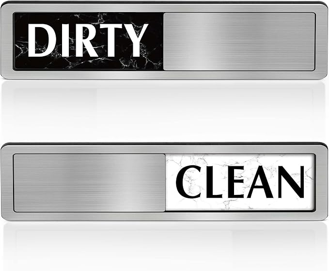 Dishwasher Clean Dirty Sign-Dishwasher Magnet Stainless Steel Clean Dirty Sign for Kitchen Organization Farmhouse Optional Adhesive Stickers