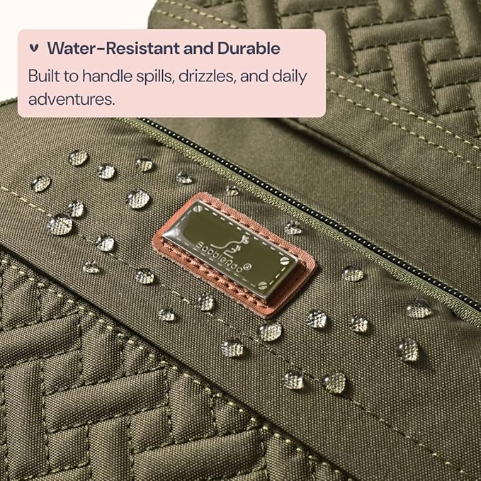 BabbleRoo Diaper Bag Backpack, Travel Backpack with Changing Pad, Pacifier Case & Stroller Straps, Multifunction, Waterproof, Unisex – Army Green