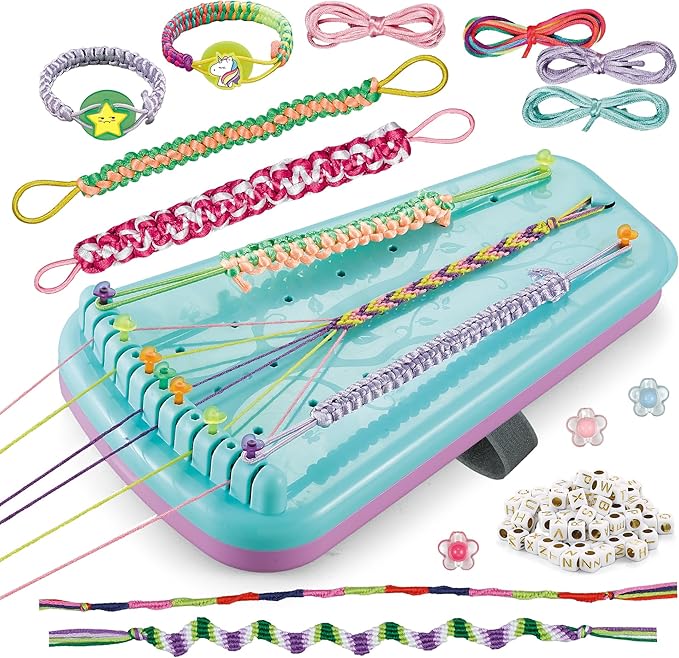 Chilpals Friendship Bracelet Making Kit for Girls,Arts and Crafts for Kids Ages 8-12,Birthday Gifts Ideas for Girl 7 8 9 10 11 Year Old - 2 in 1 Bracelets String Maker Toys Set (Blue)