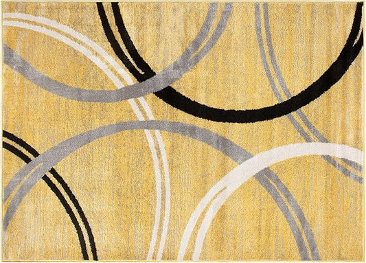 Rugshop Modern Wavy Circles Design Area Rug 2' x 3' Yellow