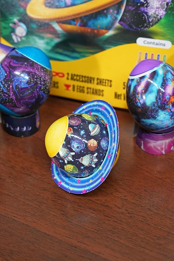 Egg Decorating Kit Planet Eggs & Unicorn Eggs - Complete Decorative Eggs Set with Liquid Dyes, Thermal Stickers, Egg Stands, and More - Fun Easter Egg Dye Kit Arts and Crafts for Kids (Pack of 2)