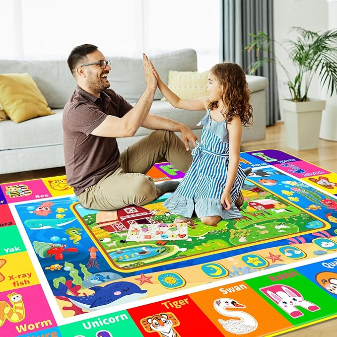 Kids Rug for Playroom, Farm Play Mat, Sea Animal Alphabet ABC Educational Rug, Floor Play Mat Carpet for Bedroom Preschool Classroom (78.7X59 INCH, Farm)