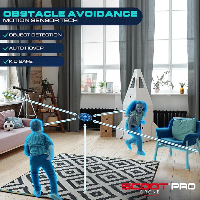 Force1 Scoot Pro Hand Operated Drone for Kids or Adults - Induction Hands Free Motion Sensors Mini Drones with Bright LED Projection, 360 Flips, Easy Indoor Small UFO Flying Orb Ball Drone Toy