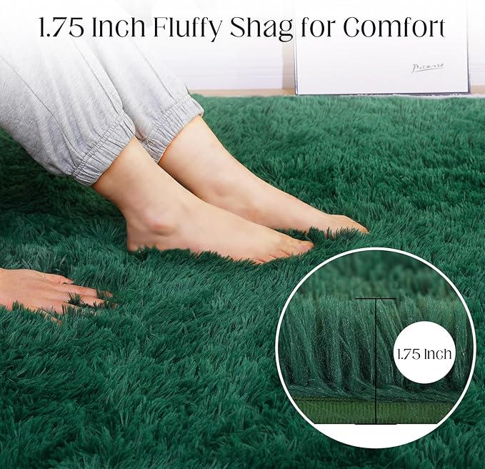 Ultra Soft Fluffy 6x9 Green Area Rugs - Plush Non-Slip Indoor Carpet for Living Room, Bedroom, Nursery, Study, Kids Room Decor