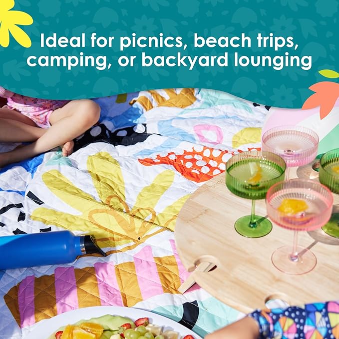 Jumbo Picnic Rug, Large Picnic Mat, 6'7" x 6'7", Outdoor Waterproof Picnic Blanket Beach Mat, Foldable & Waterproof, Picnic Blankets Ideal for Beach & Park, Outdoor Blanket, Pop Pip Pow