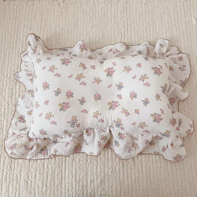 BuLuTu Tuberose Floral Themed Pillow Covers Standard Size for Kids Toddler/Twin Bed, Soft Breathable Children Pillowcases for Daycare & Travel, Enveloped, 20"x26", Machine Washable