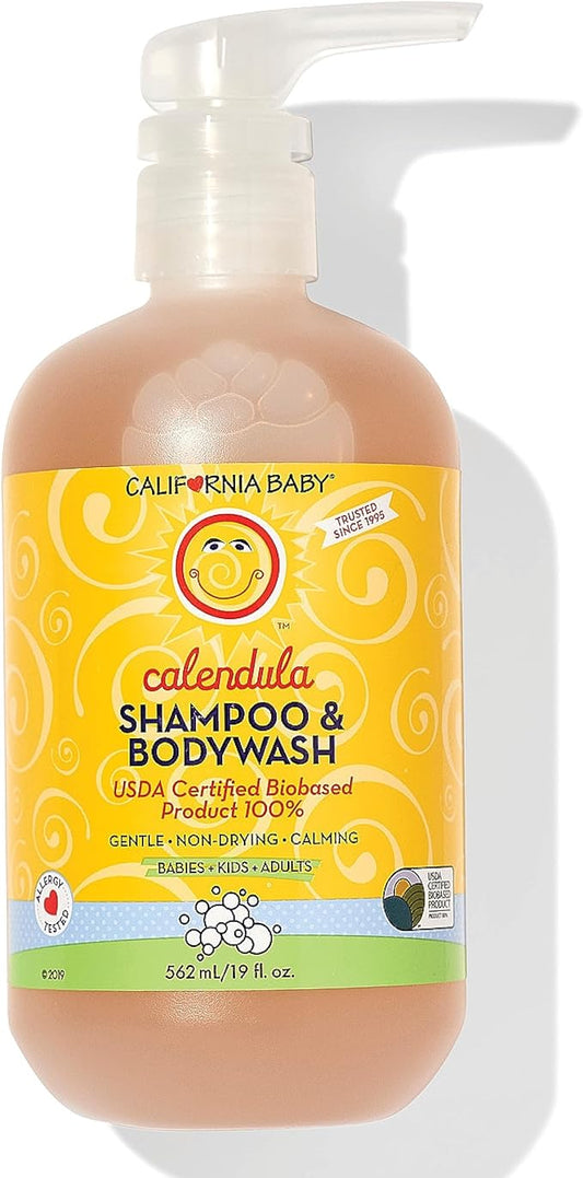 California Baby Calendula Shampoo and Body Wash | 100% Plant-Based (USDA Certified) | Allergy Friendly | Soothing Baby Soap and Toddler Shampoo for Dry, Sensitive Skin | 562 mL / 19 fl. oz.