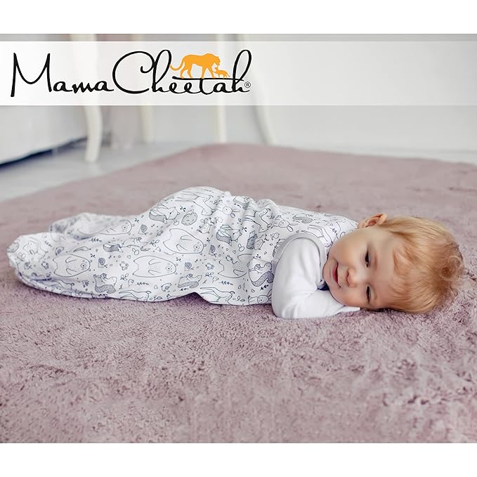 Mama Cheetah Baby Sleep Sack 0.5 TOG, Organic Cotton Baby Wearable Blanket with Two-Way Zipper, Swaddle Transition Baby Sleeping Bag for Newborn Infant Toddler Boy Girl, 0-6 Months