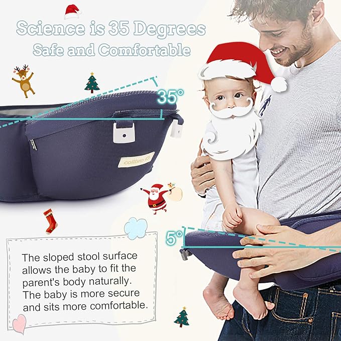 FRUITEAM 6-in-1 Baby Carrier with Waist Stool, Adjustable for Breastfeeding, One Size Fits All - Adapt to Newborn, Infant & Toddler (Navy)