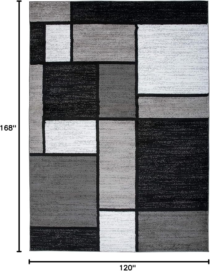 Rugshop Contemporary Modern Boxes for Home Office,Living Room,Bedroom,Kitchen Non Shedding Area Rug 10' X 14' Gray