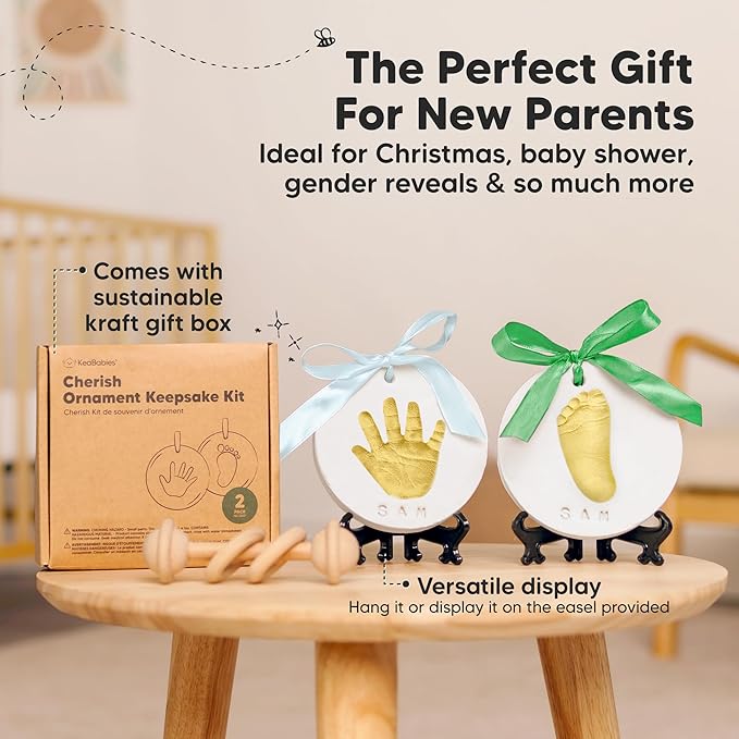 Baby Hand and Footprint Kit Girls, Boys - Personalized Baby Footprint Ornament Kit, Newborn Keepsake Gifts for New Mom, Easy to Use Handprint Makers, Cute Shower Gifts (Squash,Multi-Colored)