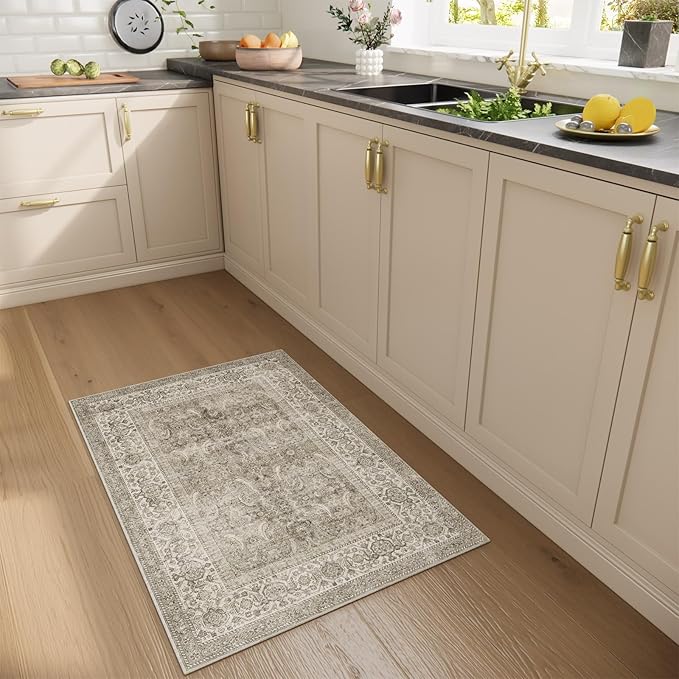 Machine Washable Small Rugs for Kitchen: Door Mat Indoor Entrance 2x3 Throw Rug Stain Resistant Non-Slip Low Pile Soft Carpets for Entryway Front Door Indoor Entrance Entry Bedroom