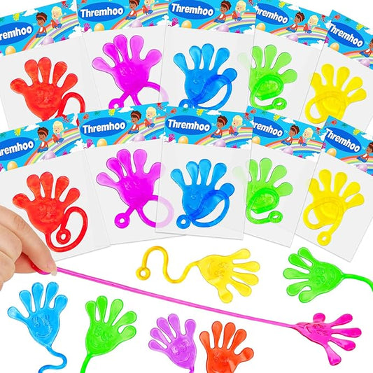 24 PCS Sticky Hands for Kids Party Favors Treat Gift Egg Filler Goodie Bag Stuffer Treasure Box Toy Classroom Carnival Prizes Student Mini Bulk Pinata Slap Hand Sensory Fidget Stretchy Toy Halloween