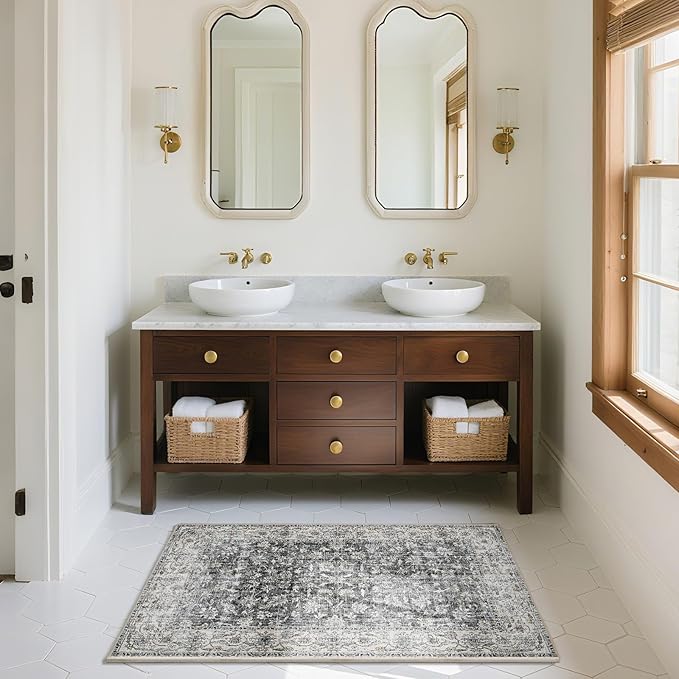 Washable Small Area Rugs for Entryway: Door Mat Indoor Entrance 2x3 Throw Rug Stain Resistant Non-Slip Low Pile Soft Carpets for Kitchen Front Door Indoor Entrance Entry Bedroom