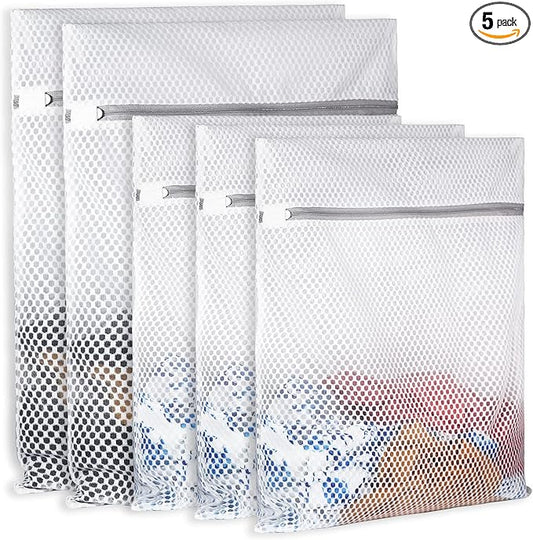 Extra Large Honeycomb Mesh Laundry Bag125gsm Net Fabric Durable and Reusable Delicate Wash Bag,Travel Organization Bag for Lingerie,Clothes,Jeans,Bath Towel,Sock (2Large, 3Medium)