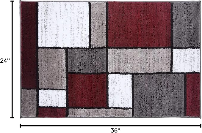 Rugshop Contemporary Modern Boxes Area Rug 2' x 3' Red