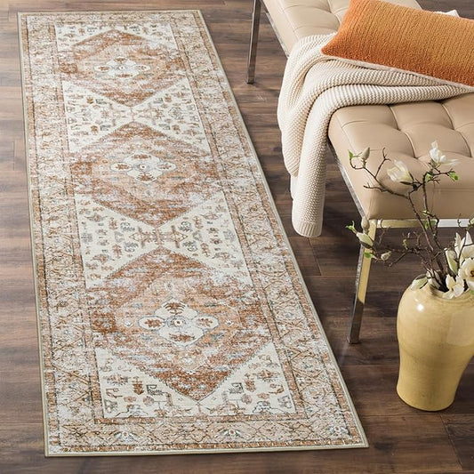 Lahome Boho Hallway Runners - 2x8 Runner Rug Non-Slip Washable Kitchen Runner Non-Shedding Lightweitht Floor Runners, Oriental Distressed Print Indoor Carpet Runner for Entrance Laundry Living Room