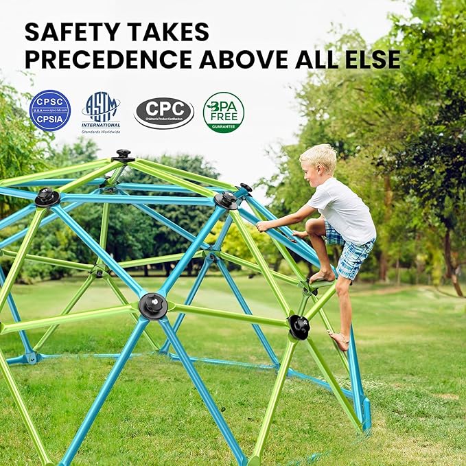 Easyego Climbing Dome, 10FT Jungle Gym with Swing for Kids 3 to 10 Outdoor Play Equipment, Supports 800lbs Toddler Play Set, Anti-Rust & Easy Assembly, Gift for Boys Girls