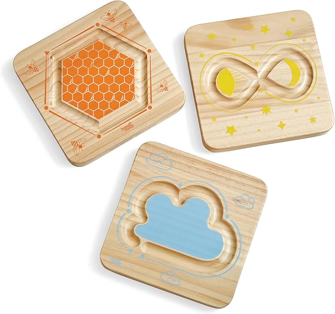 hand2mind Wooden Mindful Maze Set, Tactile Sensory Toys for Toddlers, Anxiety Relief Items, Calm Down Corner Supplies, Emotional Regulation Tools for Kids, Play Therapy Toys, Mindfulness Gifts