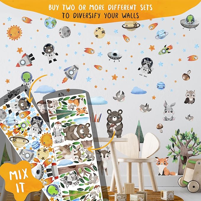 Dinosaur Wall Decals by Lipastick - Peel and Stick Palm Tree Dino Jurassic-Themed Stickers for Baby Nursery, Kids Room, Toddler Bedroom, Playroom, Daycare, Classroom Decor -S Size