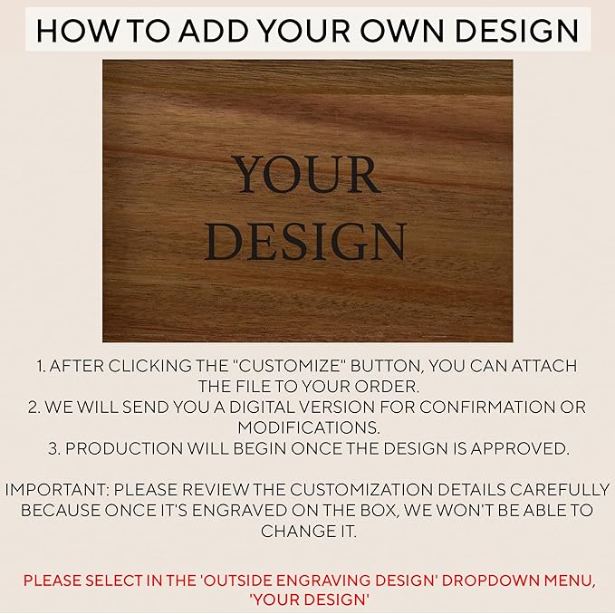 Flower Keepsake Boxes for Women - Engraved Flying Butterflies Box Name, Personalized Gifts for Teen Girls or Daughter, Floral Gift Box Acacia, Custom Wood Box Memento Storage, 11.5x8.5x5.5 in