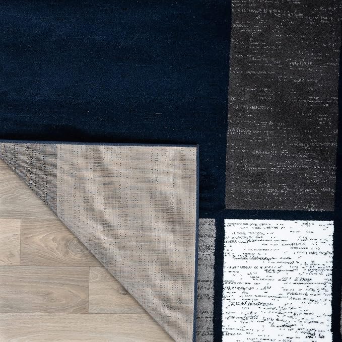 Rugshop Contemporary Modern Boxes Area Rug 3'3" x 5'3" Navy