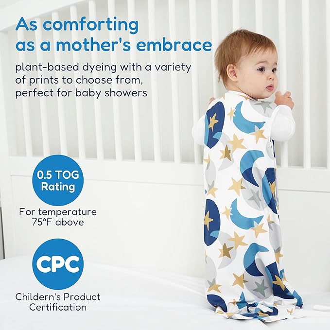 TotAha Sleep Sack 0-6 Months 3-Pack,Stretchy,Buttery Soft Swaddle Transition Sleeping Bag,Light Baby Wearable Blanket with 2-Way Safe Zippers for Boys Girls, 0.5 TOG