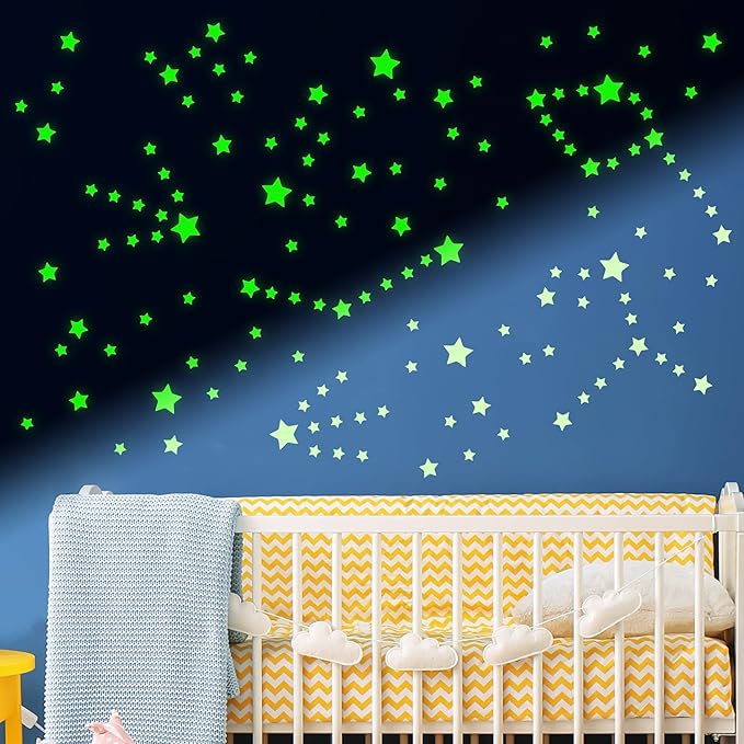 Glow in The Dark Stars for Ceiling, Luminous Wall Sticker, Kids Bedroom Wall Decal, Sticky Fluorescence Star, Gift for Boys and Girls (Green)