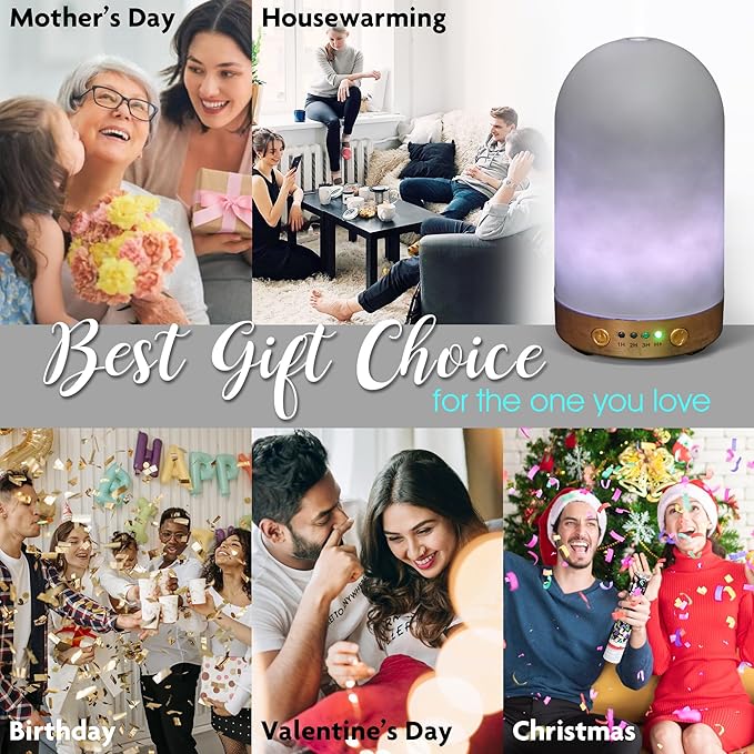 Earnest Living Essential Oil Diffusers for Essential Oils 100 ml Ultrasonic Diffusers 4 Timers Night Lights and Auto Off Function Home Office Aromatherapy Diffusers for Essential Oils