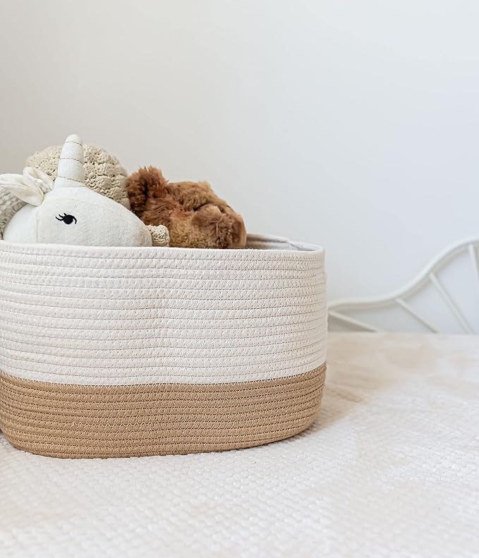 OrganiHaus Set of 3 Storage Baskets for Shelves, Cotton Rope Basket for Decor, Shoe Basket Organizers & Storage, Decorative Storage Baskets & Bins, Cute Storage Basket for Toys & Cloths, Honey