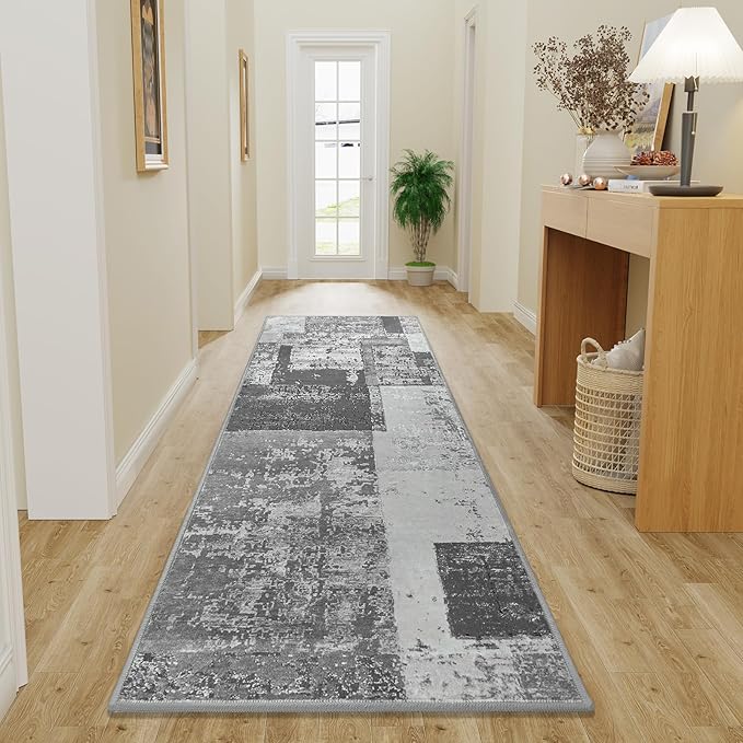 LOCHAS Washable Runner Rugs for Hallway, 2x6 Non Sip Soft Rug for Bedroom Entryway Kitchen Laundry Room, Long Abstract Carpet for Indoor Floor Bedside, Geometric Vintage Home Decor, Pet & kid Friendly
