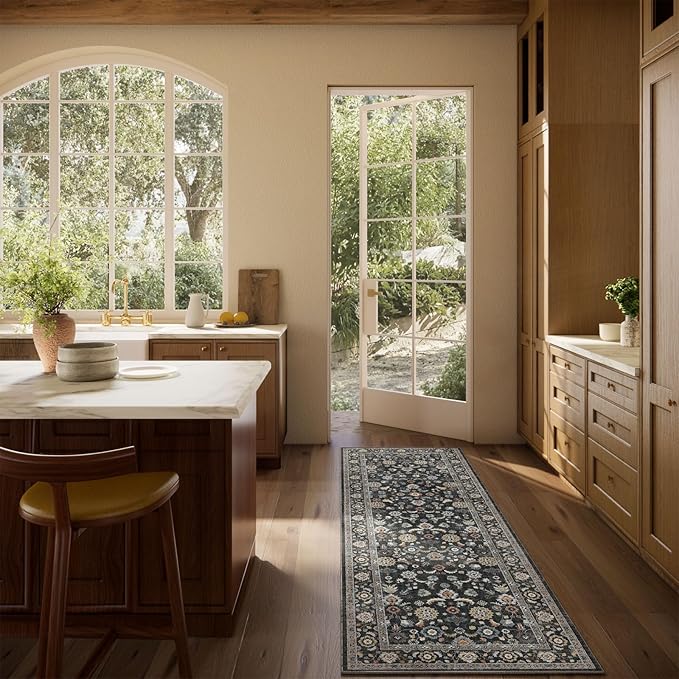 Washable Runners for Hallways Kitchen Rug: 2'x6' Runner Rugs Stain Resistant Non Slip Low Pile Boho Carpet Runners for Hallways Bedroom Entryway Indoor Beside Bathroom Laundry Room