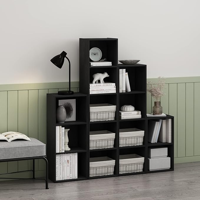 Furinno Luder Bookcase / Book / Storage, 5-Tier Cube, Blackwood