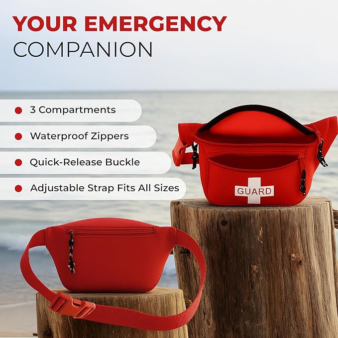Ever Ready First Aid, Fanny Pack/Hip Pack, Fully Stocked First Aid Kit with Adult & Infant CPR Combo Masks with Beaty