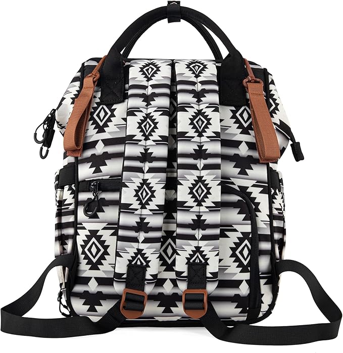 Wrangler Aztec Backpack Organized Daypack Travel Baby Bag with Stroller Strap and Side Bottle Pockets