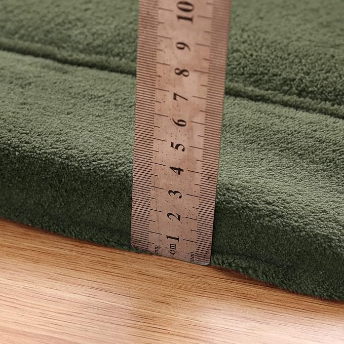 MAXYOYO Coral Velvet Area Rug, Thick Japanese Tatami Mat Living Room Carpet with Non-Slip Backing, Large Solid Color Mat for Bedroom Dormitory Yoga, Olive Green, 78 by 78 inch