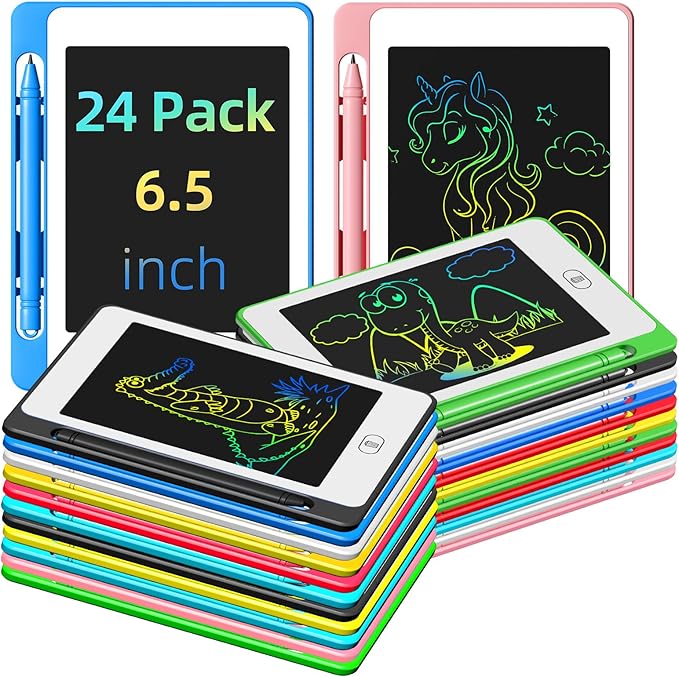 24 Pack LCD Writing Tablet for Kids, 6.5 Inch Colorful Doodle Board Drawing Tablet, Erasable Reusable Electronic Drawing Pads, Educational Learning Toys Birthday Gifts for Girls Boys Age 3 4 5 6 7 8