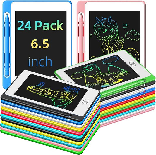 24 Pack LCD Writing Tablet for Kids, 6.5 Inch Colorful Doodle Board Drawing Tablet, Erasable Reusable Electronic Drawing Pads, Educational Learning Toys Birthday Gifts for Girls Boys Age 3 4 5 6 7 8