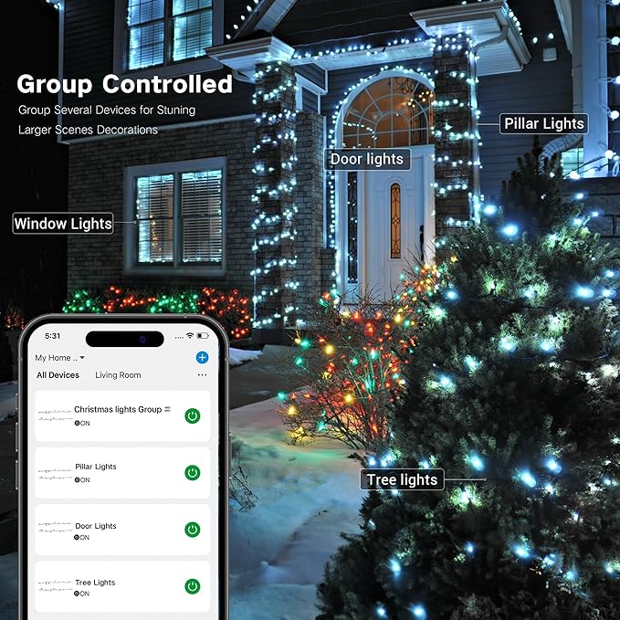 Brizled Smart Christmas Lights, 65ft 198 LED Color Changing Mini Lights, WiFi APP Controlled Xmas Tree Light, Dimmable Christmas Light Work with Alexa Google Home for Indoor Outdoor Year-Round Decor