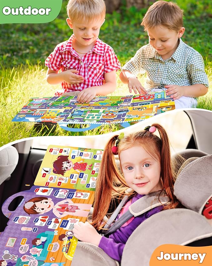 Reusable Sticker Book for Toddlers 2-4 Years, Stickers for Kids, Toddler Sticker Book Ages 1-3, Toddler Craft Activities, Toddlers Travel Toys Ages 2+ Boy Girl Birthday Gifts