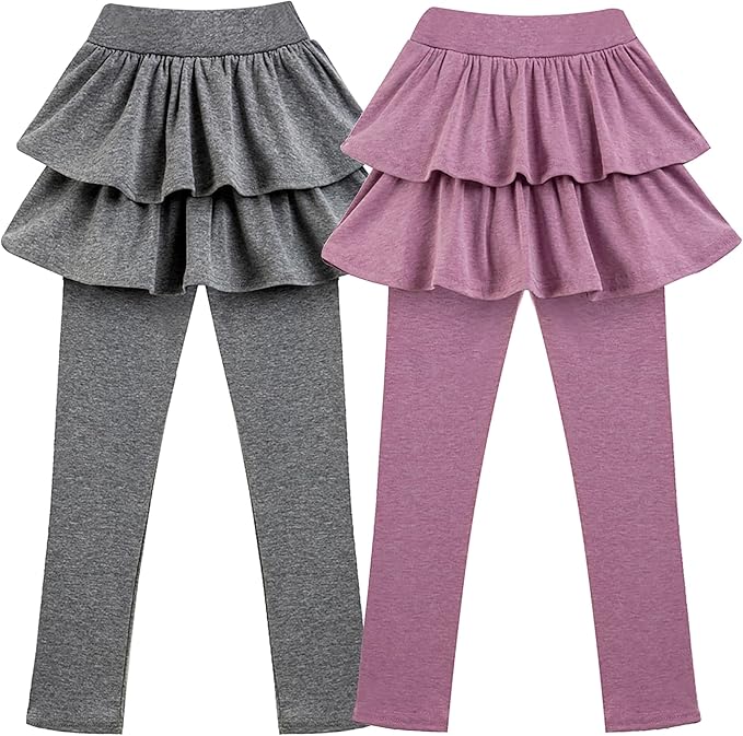 Girls School Uniform Pants Leggings with Skirts Stretch Warm Jegging 4-12 Years