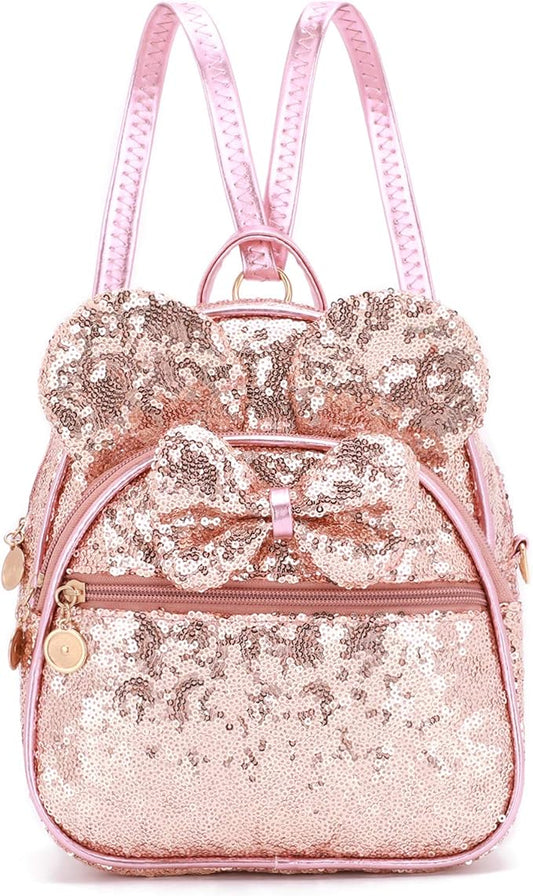 KL928 Girls Bowknot Polka Dot Cute Mini Backpack Small Daypacks Convertible Shoulder Bag Purse for Women