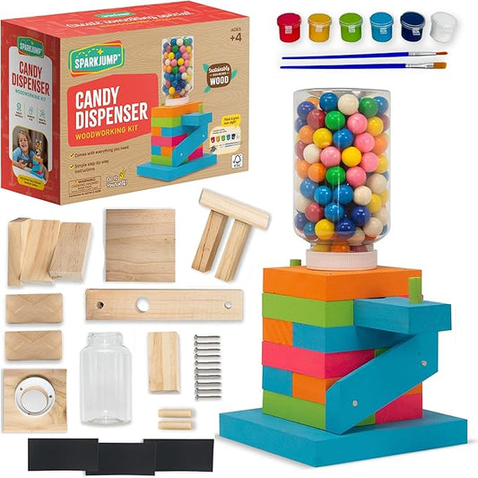 DIY Wood Building Kits, STEM Woodworking Kit for Kids, Creative Fun Craft Projects, Great Gift for Boys & Girls (Candy Dispenser, 1-Pack)
